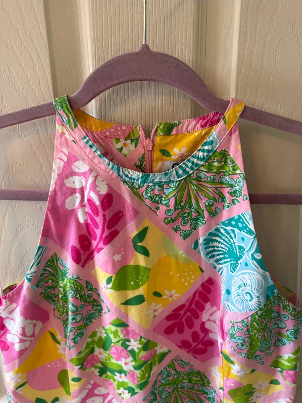 Lilly Pulitzer Pink, Yellow & Teal Patchwork Halter Dress - Picture 3 of 5